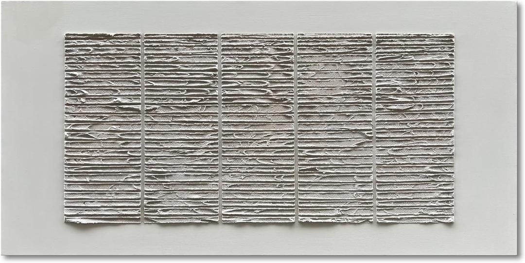 NANKAI Art White Thick Texture abstract art Oil painting 30x60 Inches large Contemporary Minimalist art Home wall Decoration (NKHB181)