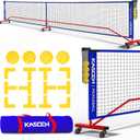 KASCEN Portable Pickleball Net for Driveway - 22FT Regulation Size Pickleball Nets with Wheels, Court Markers, Ball Holder, Carry Bag, 4 Pickleballs Indoor and Outdoor