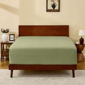 GOKOTTA Full Size Fitted Sheet Only with Elastic Corner Straps, Deep Pocket for 10-15 Inch Mattress - Hotel Quality Double Brushed Microfiber - Soft, Breathable, Non Pilling, Wrinkle Free -Olive Green