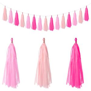QFGasre 15pcs Hot Pink Light Pink Tissue Paper Tassel Garland Tissue Tassel Banners for Teachers Students Party Decorations DIY Kits Birthday Wedding Bridal Shower