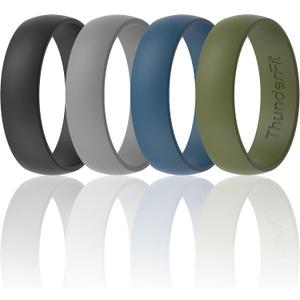 ThunderFit Unisex Silicone Wedding Rings, Rubber Engagement Bands, Variety Multipack 1,4,7