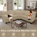 Waterproof Reclining Sectional Couch Covers Washable L Shaped Couch Cover for Sectionals Recliner Sofa Covers Stretch Corner Recliner Slipcovers for Dogs (5 Seater 1 Console Cover, Tan)