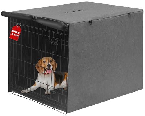 Deblue Indoor Grey Dog Crate Cover, Privacy Polyester Pet Kennel Covers Universal Fits for 1 2 Doors Wire Cage (Grey)