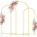 Wokceer Wedding Arch Backdrop Stand 7.2FT, 6.6FT, 6FT Set of 3 Gold Metal Arch Backdrop Stand for Wedding Ceremony Baby Shower Birthday Party Decor