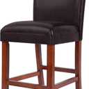 Homepop Home Decor | Classic Counter Height Bar Stools | Faux Leather 24 Inch Bar Stools | Decorative Home Furniture (Brown Faux)