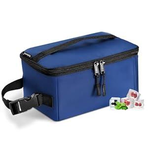 Cerbonny Small Lunch Box, Freezable Snack Bag for Adults & Kids, Small Lunch Box for Men, Mini Cooler Bag with Buckle Handle, Insulated Cooler Bag for Work School Travel(Navy Blue)
