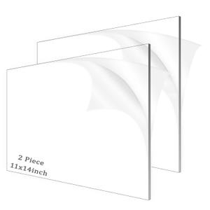 Acrylic Sheets,Clear Cast Plexiglass with Protective Paper for Signs DIY Display Projects,Craft,Photo Frames (2 Piece 11"14'' 3mm)