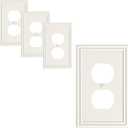 4-Pack Duplex Outlet Cover, Durable Solid Zinc Alloy Decorative Switch Plates and Outlet Covers, Light Almond Wall Plates for Electrical Outlets, 1 Gang Receptacle Cover, Corrosion Resistant