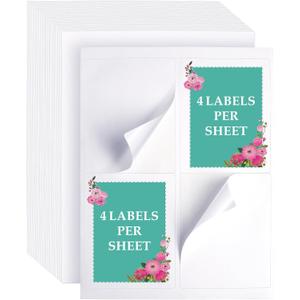 240 Label Stickers for Printer 4" x 5" Mailing Labels Self Adhesive Matte Postage Labels White 4 Per Sheet Printer Labels Stickers