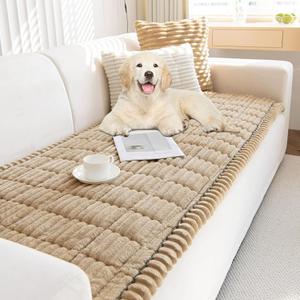 Pet Couch Covers for Sofa, Plush Pet Couch Cover, Non-Slip Washable Couch Covers for Pets, Ultra-Soft Fluffy Plush Sofa Protector for Home, Suitable for Dogs and Cats (Khaki, 70x150cm)