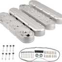 Cast Aluminum Valve Covers with Coil Mounts Compatible with GM LS Smooth Small Block SB V8 293 325 376 427 - Silver (Sliver)