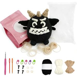 WINDSIUUU Monster Crochet Kit for Beginners Adults Gift Set to Make Gulpie- Easy DIY Starter Set Crochet Animal Knitting Kit, Easy to Learn Craft Monster Gift for Girls Boys with Instructions & Video
