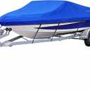 Boat Cover Heavy Duty Marine Grade Oxford Fabric PU Coating Fits 20'-22' Length 100" Beam Width V-Hull Tri-Hull Pro-Style Bass Trailer Fishing Ski Runabout Boat with Carrying Bag Blue