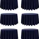 6-Pack Navy Blue Round Tablecloths, 120 Inches, Stain-Resistant Polyester for 5-6 Ft Round Tables - Washable Table Covers for Weddings, Banquets, Birthday Parties, Events