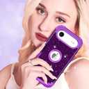LONTECT for iPhone Air Case Glitter Sparkly Bling 3 in 1 Shockproof Heavy Duty Hybrid Sturdy High Impact Protective Cover Case for Apple iPhone 17 Air 6.5 inch 2025,Violet