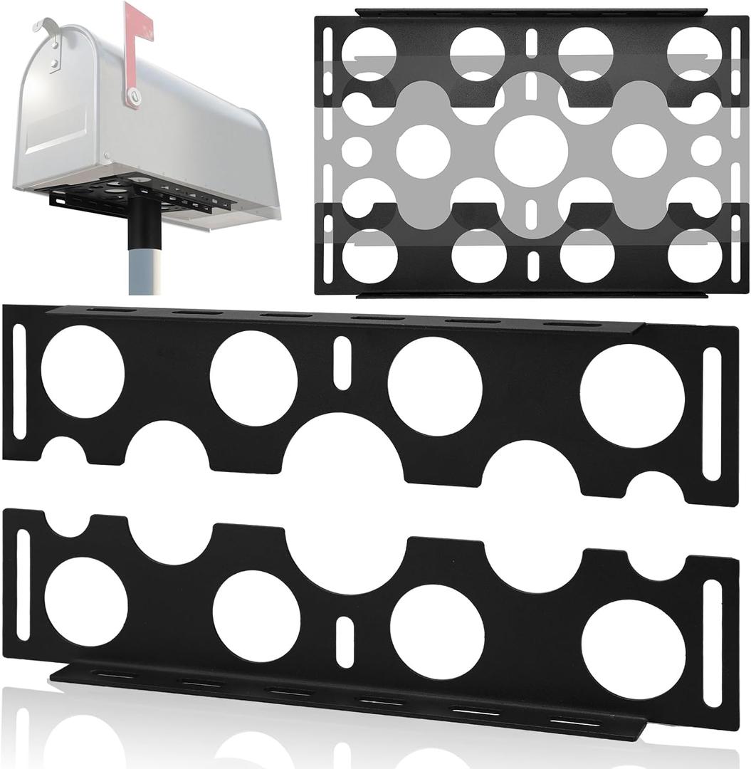 Moxweyeni Extension Mailbox Bracket for Cylindrical Mailbox Mount Bracket for Round Pole 2-3/8" Steel Adjustable Heavy Duty Width Range from 9.5" to 11.5" for Outdoor Hardware Replacement Accessory