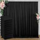 50 ft x 10 ft Wrinkle Free Black Backdrop Curtain for Parties, 10 Panels Polyester Black Photo Backdrop Drapes for Graduation Birthday Wedding Party Stage Curtains, Thick Bulk Background Curtains