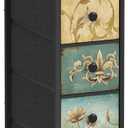 Tohomeor Narrow Storage Dresser Slim Dresser with Retro Flowers Fabric Drawers Vertical Skinny Cabinet for Small Spaces,Bathroom,Bedroom Closet Nightstand,Entryway Organizer (Retro Flower, 5 Drawers) (18.9"D x 9.8"W x 34.7"H (5 Drawers))