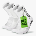 Lux Dual Grip Socks - Soccer Grip Socks for Men and Women. GripArray Performance & Comfort, White (2 Packs)