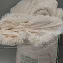 Tuddrom Decorative Extra Soft Fuzzy Faux Fur Throw Blanket 50" x 60",Solid Reversible Long Hair Shaggy Blanket,Fluffy Cozy Plush Comfy Microfiber Fleece Blankets for Couch Sofa Bedroom,Cream White