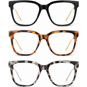 JM Oversized Reading Glasses for Women - Square Stylish Readers for Woman Men/W Blue Light Blocking Trendy Womens Reader