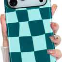 KANGHAR Compatible with iPhone 17 Pro Case 2025, Aesthetic Checkered Cute Pattern, Support for MagSafe Shockproof Cover for Girls Women -Green