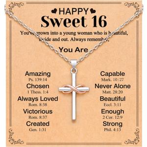 UPROMI Happy 10th/11th/12th/13th/14th/15th/16th/17th/18th/21st Birthday Gifts for Girls Her, Cross Necklace Birthday Gift Ideas