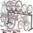 5 Bikes Floor Stand, Adjustable Bicycle Parking Rack with Hook for Garage, Indoor, Outdoor, Free Combination Bike Storage Cycle Rack for Mountain, Road and Kids Bikes, Max Tire Width 2.5