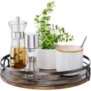 LAMU 11'' Lazy Susan Turntable Organizer for Cabinet, Round Wood Lazy Susan for Table Top, Countertop, Kitchen, Pantry, Spice, Bathroom Vanity, Decor