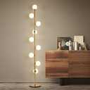 Modern Floor Lamp 9 Balls Frosted Glass Globe Floor Lamp for Living Room,LED Standing Light, Gold Corner Pole Lamp for Office Bedroom, Study Room, Hotel, Luxury Brass Standing lighting (Cool white)