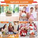 3 Set Baskets for Gifts Empty, Large Woven Bamboo Gift Basket Kit with Handles, Sturdy Empty Gift Baskets to Fill for Mothers Day, Birthday Party Wrapping Gift -3 Cellophane Wrap Bags with Gift Card