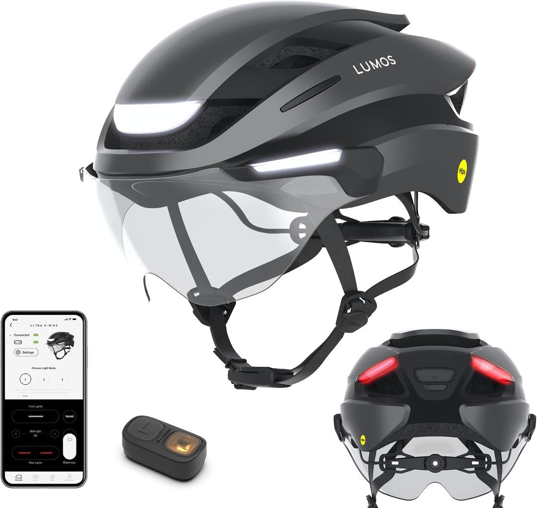 Lumos Ultra E-Bike Smart Helmet | NTA 8776 Certified | Front & Rear LED Lights | Retractable Face Shield | App Controlled | EBike, Scooter, Cycling, Bicycle | Adults, Men Women