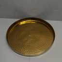MyGift 11 Inch Deluxe Hammered Brass Round Decorative Tray - Aluminum Plated Serving Display Platter, Centerpieces and Vanity Tray - Handcrafted in India