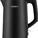 MEISON Electric Kettle, 1.7 L Double Wall Food Grade Stainless Steel Interior Water Boiler, Coffee Pot & Tea Kettle, Auto Shut-Off and Boil-Dry Protection, 1200W (Black)