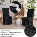 NICEEC High Stretch Chair Covers for Dining Chairs Covers Set of 4 Removable Dining Room Chair Covers with Skirt Spandex Parson Chair Slipcovers Protector for Kitchen Wedding Party Banquet(Black)