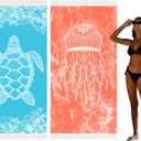 Widdonen Thin Turkish Beach Towel Lightweight Quick Dry Absorbent Cotton Bathroom Bath Pool Swim Towels Extra Large Oversized Sand Free Beach Accessories Essentials Cloud Gifts for Adult (X-Large(79 x 36 Inches,200 x 90 Cm), 2 Pack Blue Turtle Orange Medusa)