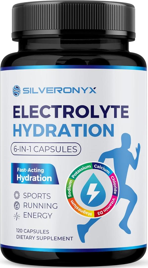 Electrolytes Supplement - Sugar Free, Advanced Hydration Complex with Sodium Chloride, Magnesium, Potassium, Calcium, Vitamin D3 - Best Hydrating Mineral Salt Pills - Vegan & Keto - 120 Capsules, BBD: Nov/05/2027