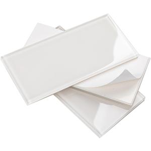 Peel and Stick Glass Subway Tiles, 3 x 6 Inch, White Glass Tiles for Backsplash, Kitchen Backsplash Wall, Pack of 40 Pieces, 5sq.ft