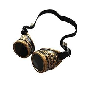 Wocst Cyber Goggles Vintage Steampunk Goggles Glasses Welding Goth Cosplay(Black)