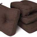 Babenest Dining Chair Cushions Set of 4, Imitation Linen Kitchen Room Seat Pads with Ties, Indoor Non Slip Backing Floor Cushions 16" x 16" x 5" for Office Desk Living Room, Brown