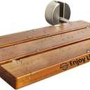 20 Inchs Teak Folding Shower Seat Wall Mounted, Folding Shower Seat with 400 Lb. Weight Capacity (Metal Brushed Cover)