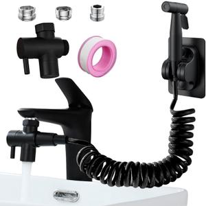 Sink Faucet Sprayer Set, Handheld Bidet Sprayer for Toilet, Metal Sprayer, with M22 M24 G1/2 Adapters and 3m Hose for Kitchen Sink, Bathroom or Toilet, Matte Black. (Faucet Not Included)