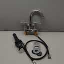 Bathroom Faucets for Sink 3 Hole, Hurran 4 inch Chrome Bathroom Sink Faucet with Pop-up Drain and Supply Hoses, Stainless Steel Lead-Free 2-Handle Centerset Utility Faucet for Sink Vanity RV