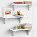 Forbena 24 Inch Wall Shelves for Bedroom Set of 3, Large Bathroom Floating Shelves for Wall, Long Decorative Hanging Arched Shelving Unit for Living Room Kids Girls Room Nursery Office (White)