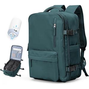 Vacuum Travel Backpack with Pump for Women, Personal Item Carry on Backpacks Flight Approved 18x14x8 inches for Men,Laptop Waterproof Work Compression bags Casual Daypack. (Blue)