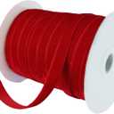 Abbaoww 50 Yards Vintage Red Velvet Ribbon 3/8 Inch Wide for Gift Wrapping Christmas Wedding Home Decoration DIY Projects (Red)