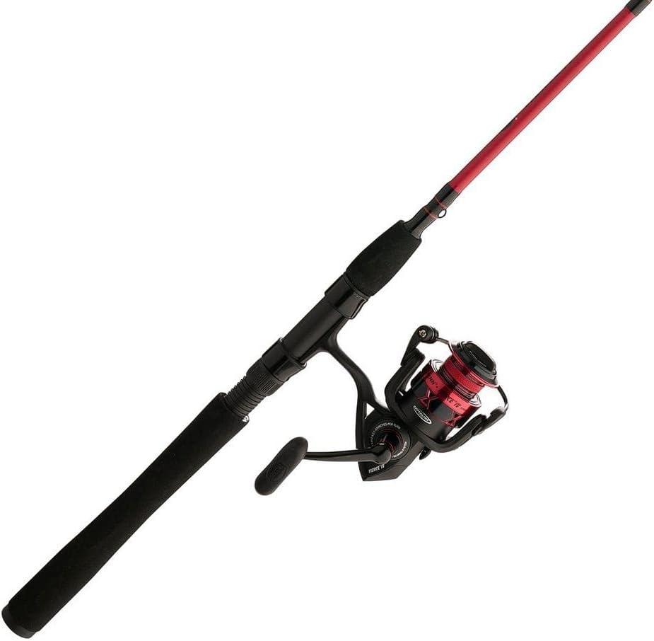 Penn Fierce IV Spinning Reel and Fishing Rod Combo, Black/Red, Fierce IV, 4000 Size Reel - 7' - Medium - 1pc