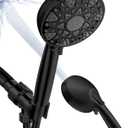 Shower Head With Handheld High Pressure 7 modes, Built-in Power Wash to Clear Tub, Tile, 5" High Powerful Hand Held Rain Showerhead with Stainless Steel Hose and Adjustable Bracket (Matte Black)