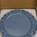 13" Antique Blue Charger Plates, Set of 6 Plastic Textured Chargers for Dinner Plates with Embossed Rim, Table Dcor, Party, Wedding, Holiday (FD04BL)