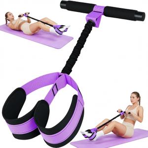 Pedal Resistance Band, Portable Tummy Trimmer Exercise Equipment for Home Gym, Full Body Core Workout Trainer for Abs, Arms, Legs, Back, Glutes Ideal for Men, Women & Postpartum Recovery (Purple)